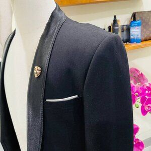 Men Tuxedo Blazer Satin Shawl Lapel Formal Jacket Slim Fit Black Size 52